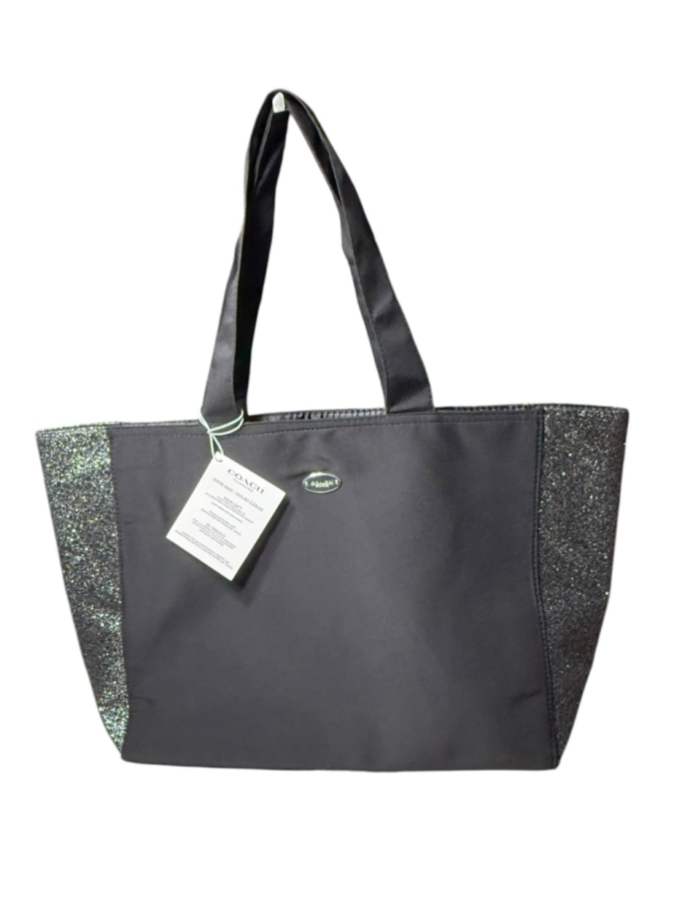 Women's Coach Fragrance Tote Bag in Black & Silver Glitter NWT